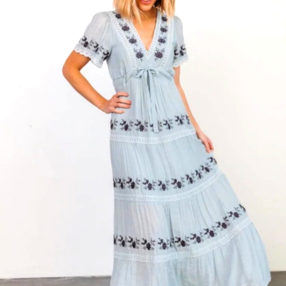 Baltic Born Dublin Embroidered Blue Maxi Dress
